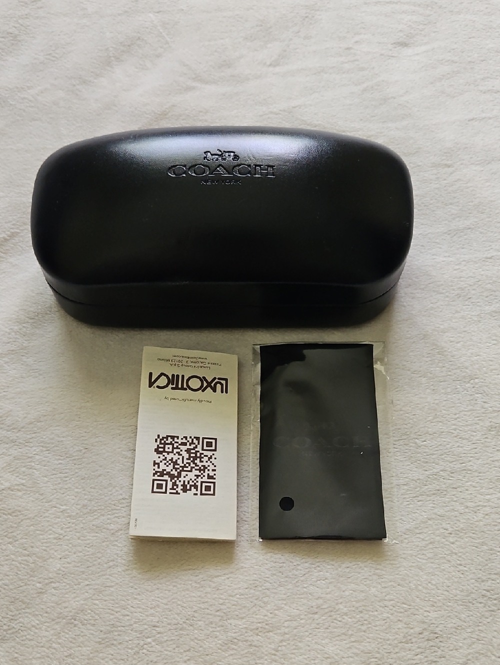 COACH Black Eyewear Case with Black Cloth and Paper Inserts